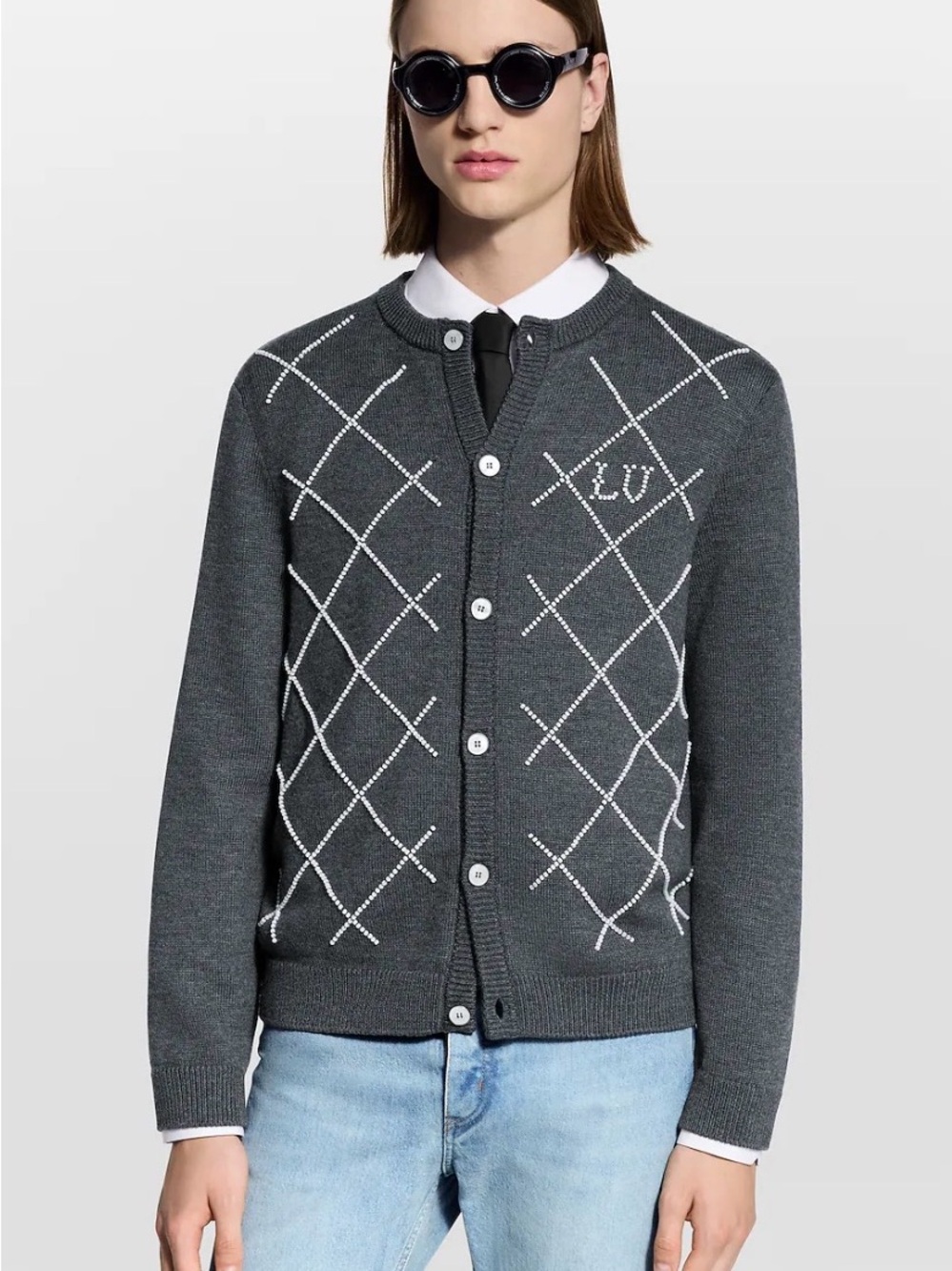 NWT Louis Vuitton with pearl embroidered Cardigan Sweater2026 pre collection